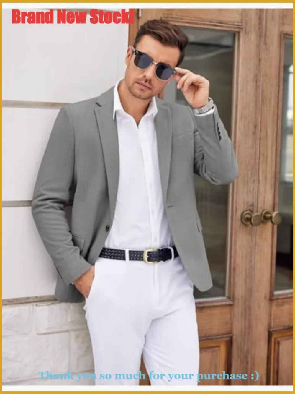 Tweed Herringbone Blazer Slim Fit Suit Jacket Formal Casual